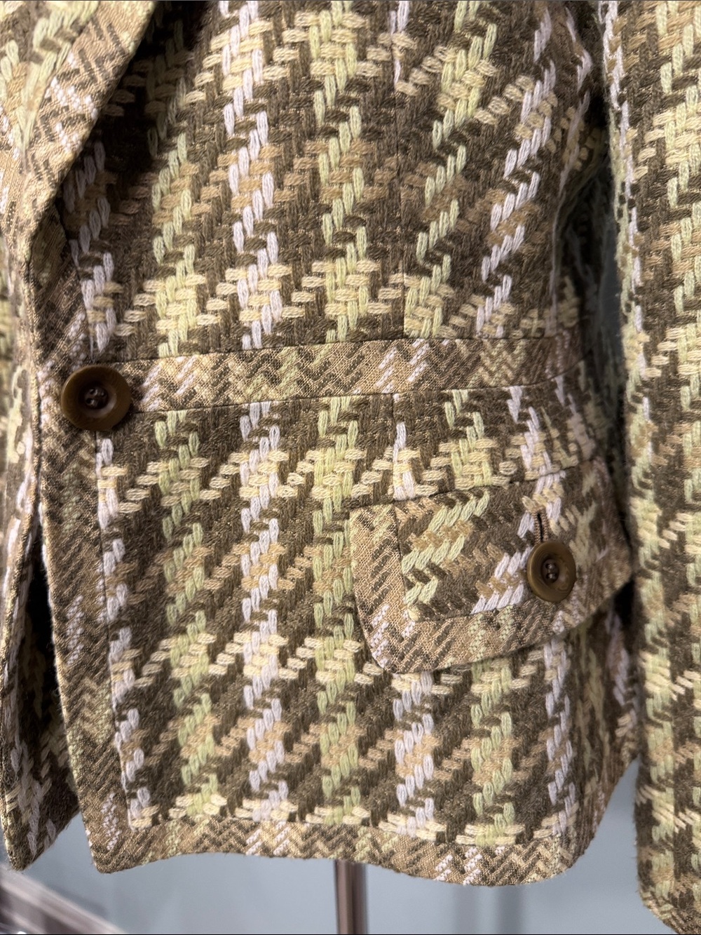 Kasper Green Houndstooth Wool Blend Blazer Jacket Size 10 - Picture 3 of 9